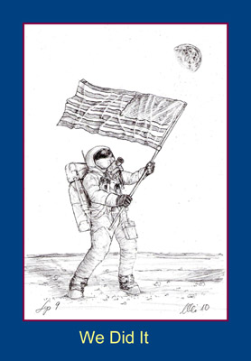 holding the flag aloft