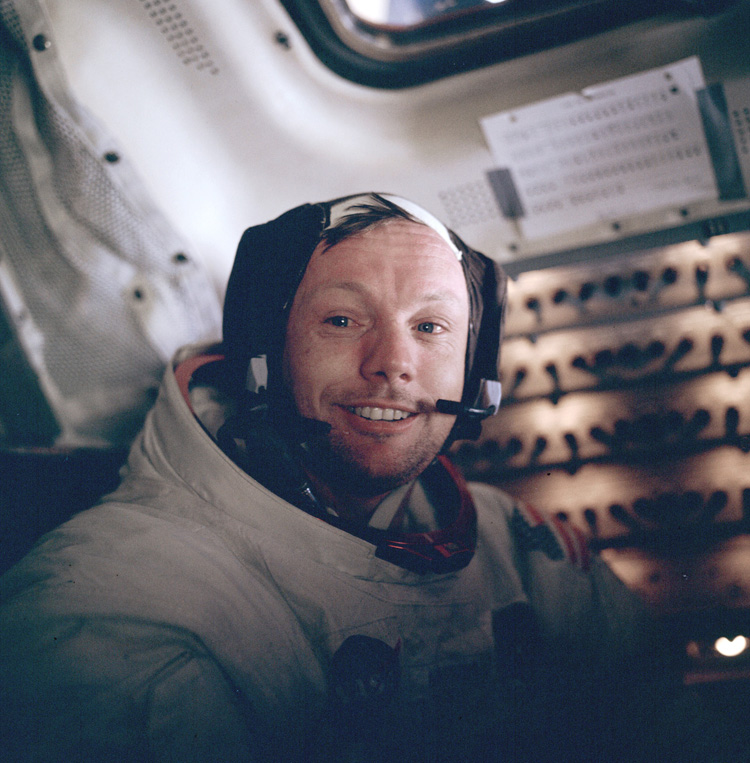 Neil in the LM Cabin after
          the EVA