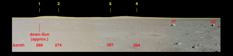 Detail showing
                  two hills on the western horizon