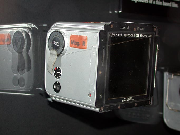 Front and righthand
surfaces of the Apollo 11 Hasselblad magazine.